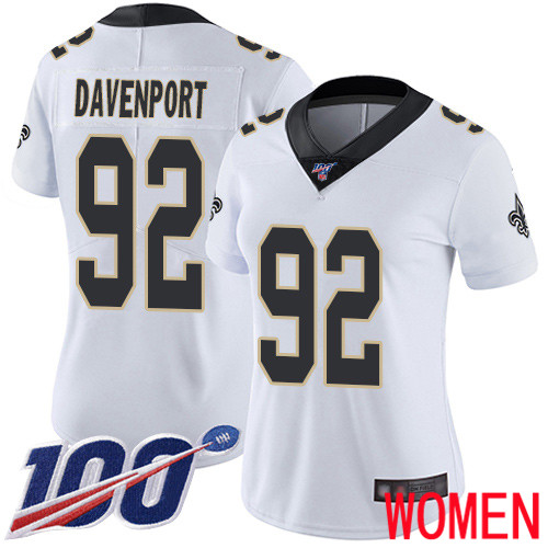 New Orleans Saints Limited White Women Marcus Davenport Road Jersey NFL Football #92 100th Season Vapor Untouchable Jersey